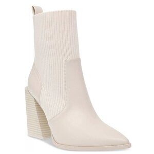 80$ Wild Pair Trinityy Pointed-Toe Pull-On Knit Dress Booties Size 7.5 US Ivory